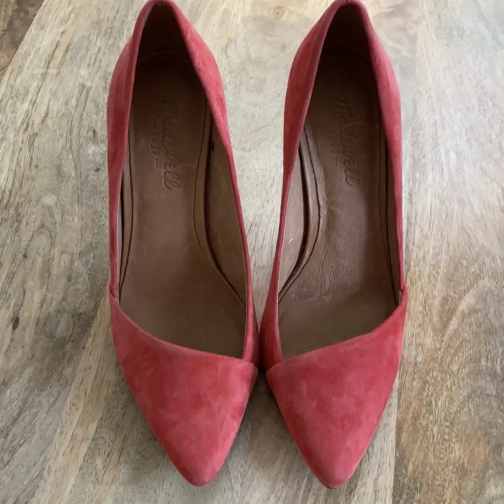 Madewell Mira Suede Red Pumps Heels - Bias Cut Matte 6.5